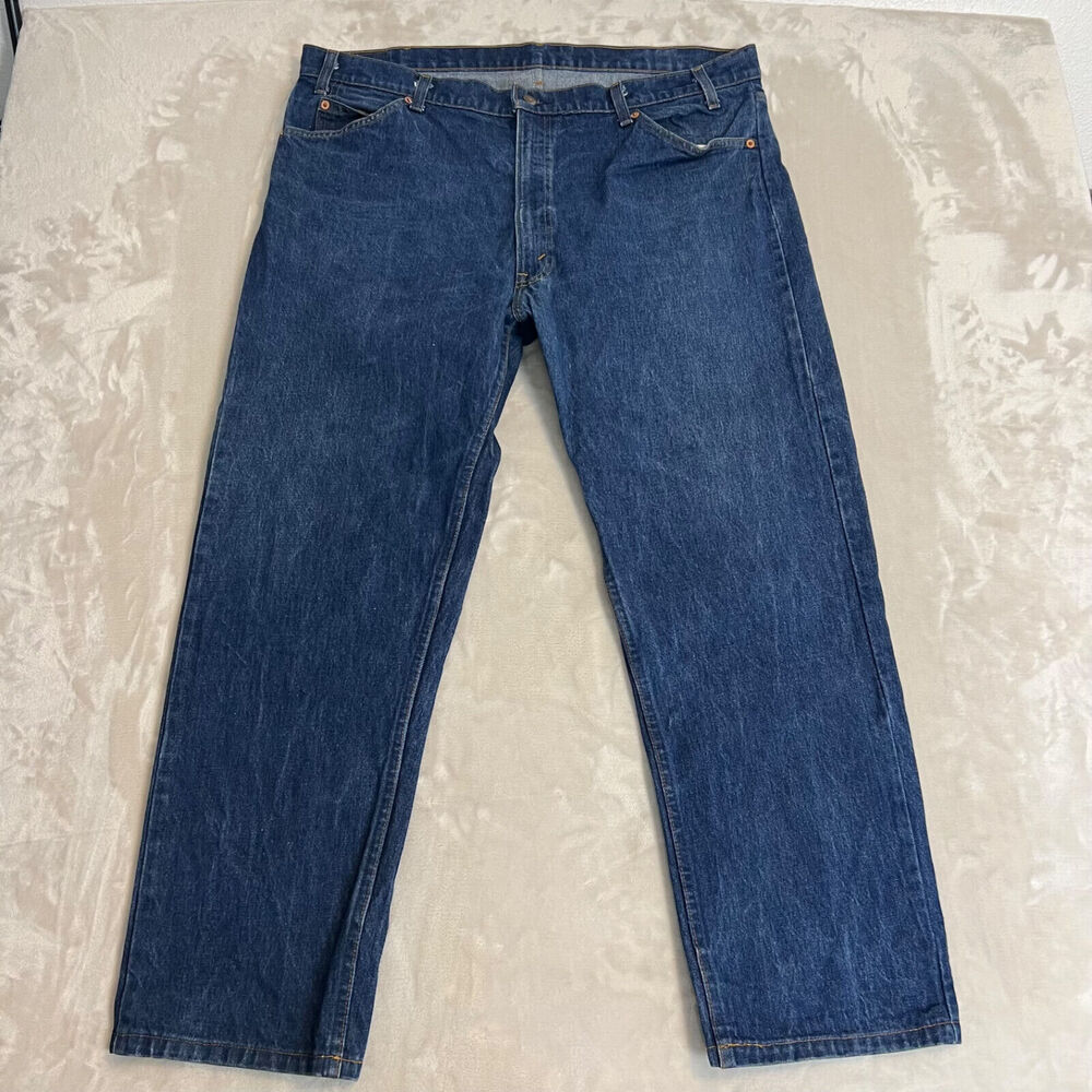 VTG Levis Jeans Mens 42x32 Dark Wash 20505 0217 USA Talon Zipper 80s Orange Tab